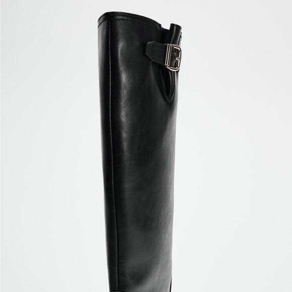 Zara BUCKLED KNEE HIGH riding BOOTS size US10 NWT - Picture 6 of 9